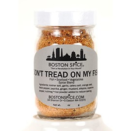 Boston Spice Don't Tread On My Fish Handmade Gourmet Seafood Dry Rub Blend Cod Haddock Salmon Halibut Swordfish Shrimp Bass Trout Grilled Grill Bake Baked BBQ Barbecue Grilling 1/2C Jar 3oz/86g