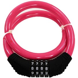 Peach Craft Bicycle Key Lock Cable Lock Wire Lock Dial Lock 4 Digit CYCLKD4002PK Pink