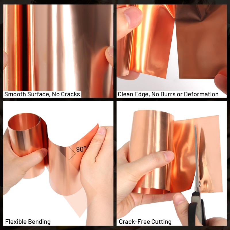 99.99% Pure Copper Foil for Crafts, 0.004''x4''x79''(0.1MM x 0.1M x