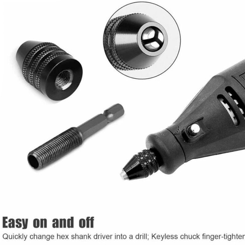 Gasea 0.3-6.5mm Keyless Drill Chuck Conversion Tool, 1/4 Inch Hex