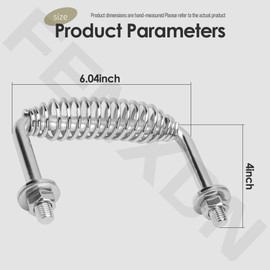 FENXDN 5-3/8" Stainless Spring Handle with 1/2" Seet Rod for BBQ Grills, Wood Stoves | Sturdy and Heavy Duty, Bolt on, Includes Hardware