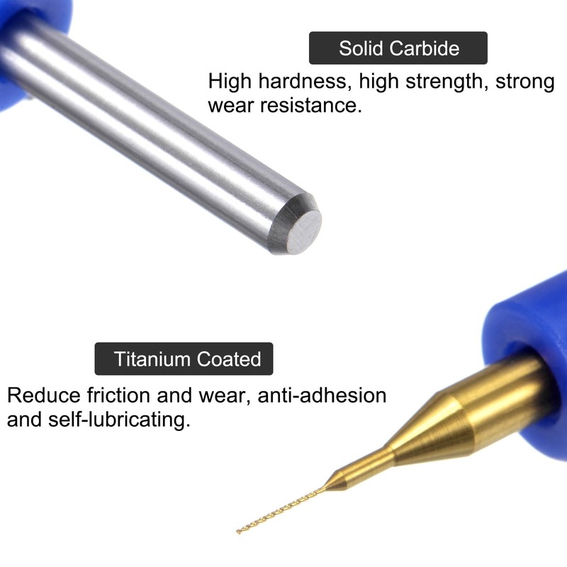 sourcing map 10pcs PCB Drill Bits 1/8" Shank 0.25mm Titanium