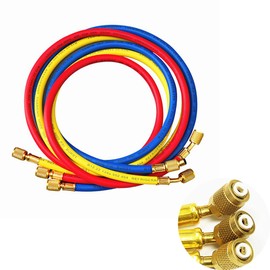Refrigerant Charging Hose Set, 3 Pack,1/4 in Hoses, with NO Ball Valves (36")