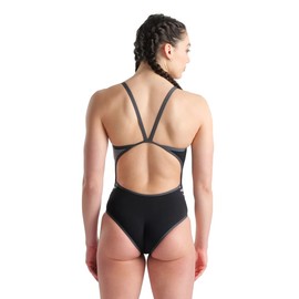 Arena Performance Icons Panel Women's Swimsuit Super Fly Back One Piece MaxLife Training Suit, Black/Asphalt/Ardesia, US Size 22