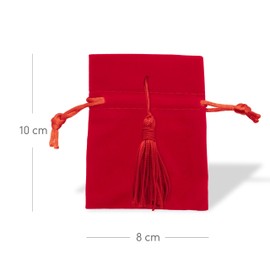 Decoraparty 12 Sacchettini Portaconfetti di Laurea Rossi, Sacchetti Porta Confetti Eleganti in Tessuto Poliestere per Confettata Bomboniera, Celebrazione, Laureato, con Nappina e Cordino - 10 x 8 cm