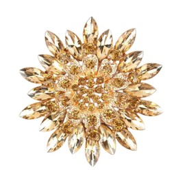 Colorful Rhinestone Crystal Sunflower Brooch Pin for Women Dress Hat Decoration-Gold