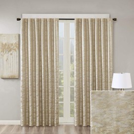 Oakestry Marble Textured Sheen Blackout Curtain Window Drape Grommet Thermal Insulated Modern Abstract Art Texture Decor for Living Room 84"x50", Gold