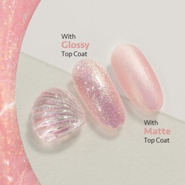 GAOY Shimmer Gel Nail Polish, 16ml Translucent Jelly Glitter Gel Polish, Soak Off UV Gel for Nail Art DIY at Home, 1610 Milky Peach