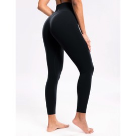ENERBLOOM Workout Leggings for Women Yoga Pants 7/8 High Waisted Athletic Tights Silky Feeling Soft 25" Gym Activewear Lounge Black Large