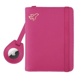 WALNEW Airtag Passport Holder Cover, PU Leather RFID Blocking Passport Wallet with Airtag Holder and Zipper Pocket, Travel Accessories for Women &Men