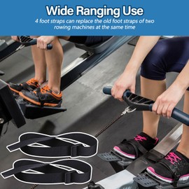 Seenelling Rowing Machine Adjustable Foot Straps Compatible With Concept 2 Rower Fitness, 4 Pack Replacement Reusable Straps