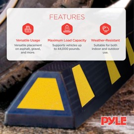 Pyle Curb Parking Garage Floor Stopper - 72 Inch Extra Wide Heavy Duty Rubber Parking Lot Stopper, for Vehicles Truck Driveway, Protect Bumpers for Cars Vans Trucks - Pyle PCRSTP14, Black