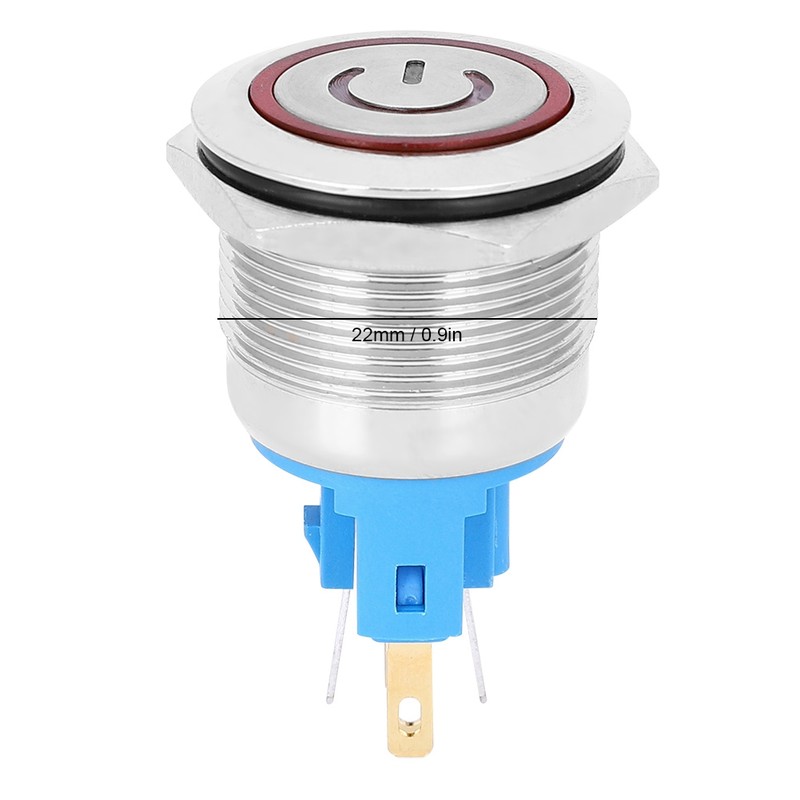 2Pcs DC3-6V 22mm 6-Pin Push Button Switch Stainless Steel Reset
