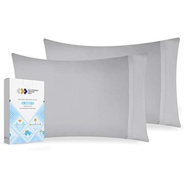 Light-Grey Soft Pillow Case Set - 100% Natural Cotton 500 Thread Count Standard Size Luxury Pillowcases, 2 Piece Solid Sateen Weave Comfortable Pillow Cover