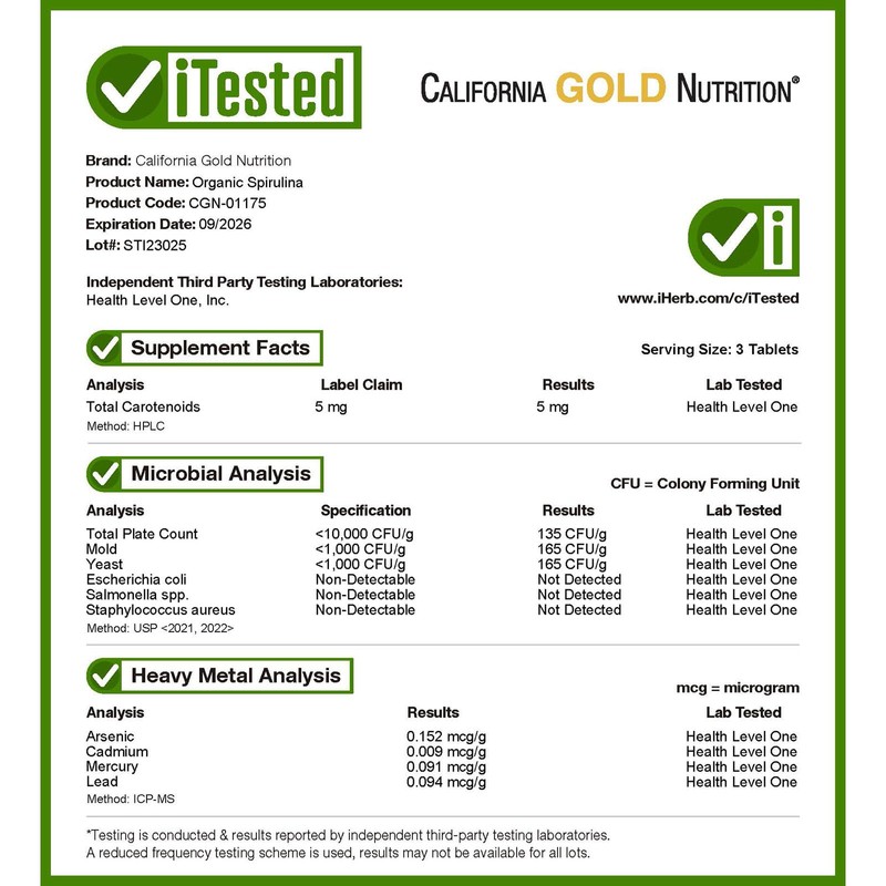 California Gold Nutrition Organic Spirulina Supplement by California Gold Nutrition,