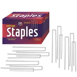 Ashman Galvanized Garden Stakes Landscape Staples: 100 Pack 12 Inch Sod and Fence Stake - Sturdy Rust Resistant Gardening Supplies for Anchoring Landscaping, Weed Barrier Fabric, Ground Cover