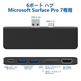 Surface Pro 7 USB Hub 6-in-1 Surface Pro 7 Hub 4K@30Hz HDMI Port + 2pcs USB 3.0 Port + Type C Port (Audio and Data) + SD&TF (Micro SD) Card Reader High Speed Data Transfer Aluminum Surface Pro7 Only