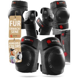 SKATEWIZ Inline Pads Adult – Protectors Inline Skates Adults – Knee Pads Elbow Pads – Skate Protectors Protective Equipment – Protectors Women Men – Shield Size M Black