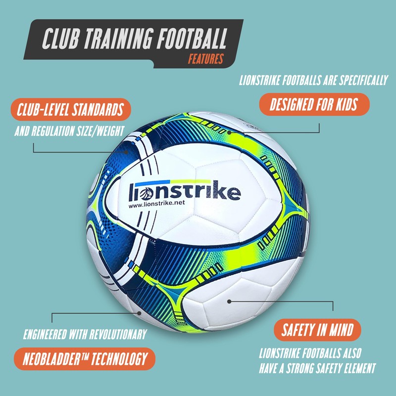 Lionstrike Club Standard Size 4 Football Training Ball with NeoBlaser