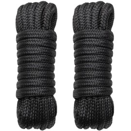 Boat Dock Lines Marine Rope - 5/8" x 35ft with Pre-Spliced 16" Loop Double Braided Nylon Ropes Bumper Tie Mooring Line for Boats Docking Pontoon Boating Accessories - 2 Pack