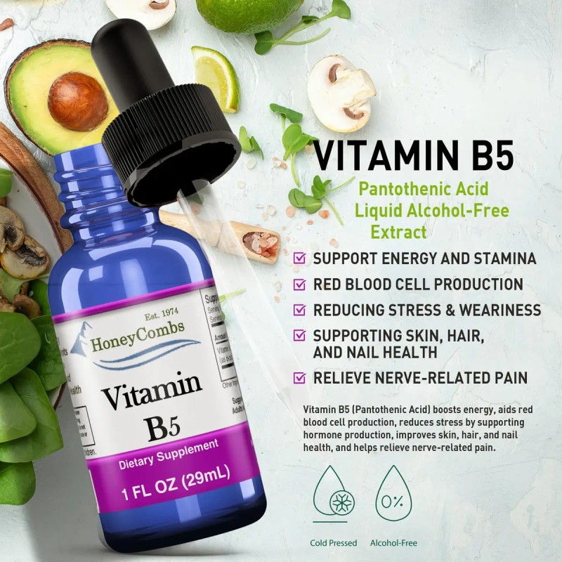 Honeycombs Vitamina B5 Líquida Ácido Pantoténico 1 Fl Oz