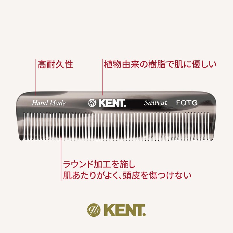 G.B.KENT 112mm Handmade Men's Pocket Hair Comb British Royal Fot