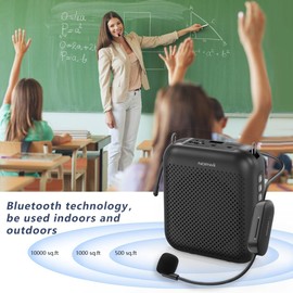 NORWII Wireless Voice Amplifier with UHF Wireless Microphone Headset, 10W 4000mAh Portable Rechargeable PA System Voice Amplifier Wireless for Teachers, Meetings, Promotions and Outdoors (Black)