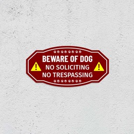 Gaucho Goods Victorian Plus Beware of Dog No Soliciting No Trespassing Wall or Door Sign - 4 x 8" - Medium