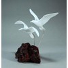 Seagull Pair Sculpture by John Perry Medium version Burl base