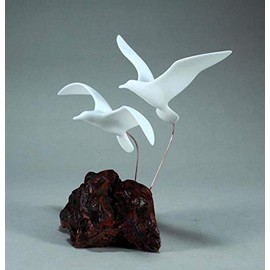 Seagull Pair Sculpture by John Perry Medium version Burl base 11in tall
