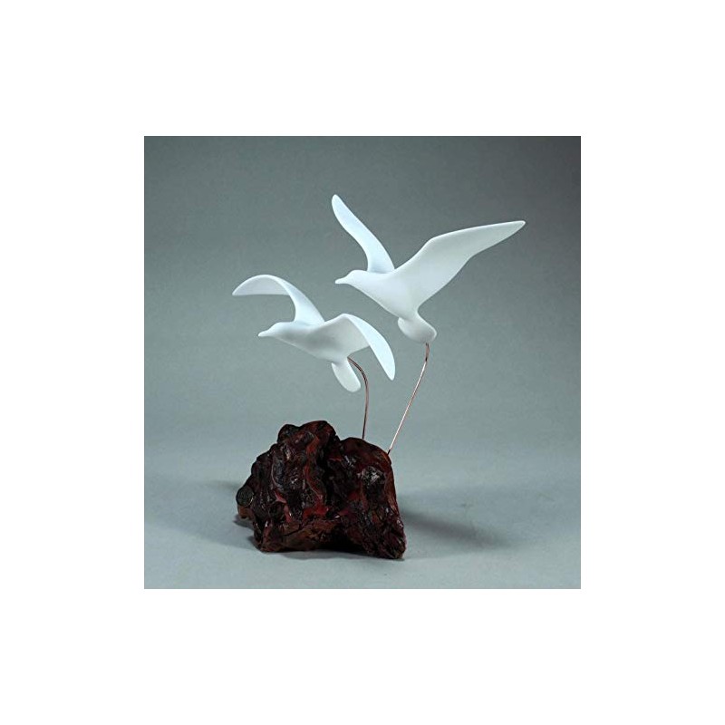 Seagull Pair Sculpture by John Perry Medium version Burl base