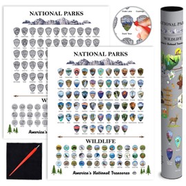 Bright Standards National Parks Scratch Off Map of United States Poster [Includes Wildlife], National Parks Map, US Travel Maps, USA Gifts for Travelers Road Trip Adventure, Fits 16”x20” frame