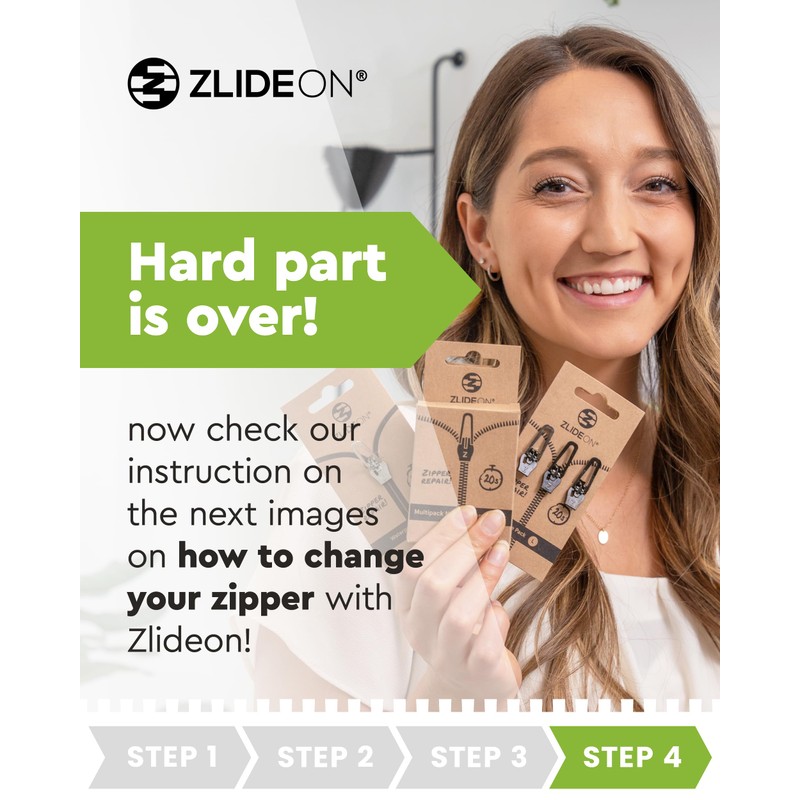 ZlideOn Zipper Pull Replacement - Black, Narrow (L) - Instant