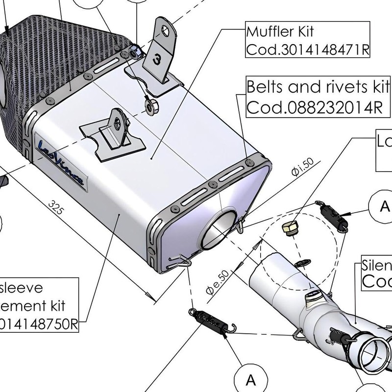 DB-Killer LeoVince Exhaust Replacement Part Exhaust Silencer EVO-2 47, Diameter