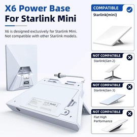 XTAR X6 Swappable Battery Power Base for Starlink Mini,Foldable Stand, 18-25.2V Direct DC Output, Portable Off-Grid Power Solution for RV/Camping/Emergency(X6 Power Base(No Battery))