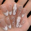24Pcs French Tip Press on Nails Snake design Element Fake