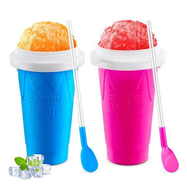 Slushy Maker Cup - TIK TOK Quick Frozen Magic Cup, Double Layers Slushie Cup, DIY Homemade Squeeze Icy Cup, Fasting Cooling Make And Serve Slushy Cup For Milk Shake, Smoothies, Slushies (350 ml, 1)