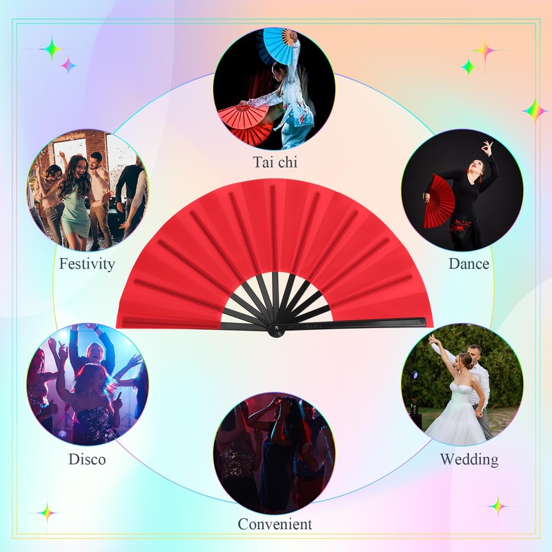 Geelin Large Folding Fan with Holster Rave Clack Handheld Fan