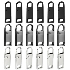 18 Pcs Replacement Zipper pulls, Spare Removable Metal Zip Repair Tabs,Metal Zipper Pull Replacement for Luggage Clothing Suitcase Purses