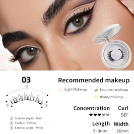 HaRanyue Magnetic Eyelashes, 2 Pairs Magnetic Lashes,Reusable, Natural Look, No Glue or Liner Needed, Self Adhesive Eyelashes Clusters, Easy to Wear (07+08)