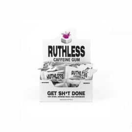 Ruthless Energy Caffeine Gum, Sugar-Free Chewing Gum, B-vitamins, 25 Pieces - Berry / 200mg