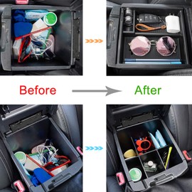 JDMCAR 2PCS Center Console Insert Set Compatible with Toyota Tacoma 2023 2022-2016, Console Armrest Box Insert Tray and Center Console Organizer Divider for Tacoma Accessories