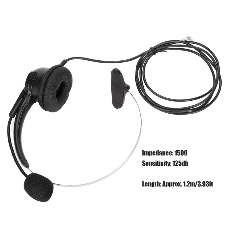 Telephone Headset RJ9 Earphone with 330° Adjustable Microphone for Home