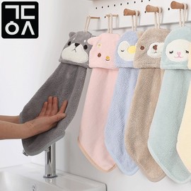 Simple hook towel face wash towel wash hand cat star towel 01. Blue cat 2ea