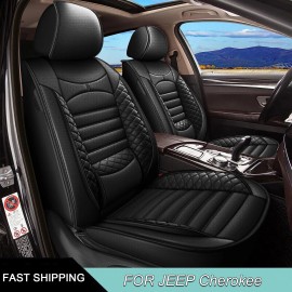 RAWAKORW Car 5-Seat Covers PU Leather For JEEP Cherokee 2014-2021 Cushion Pad Accessories