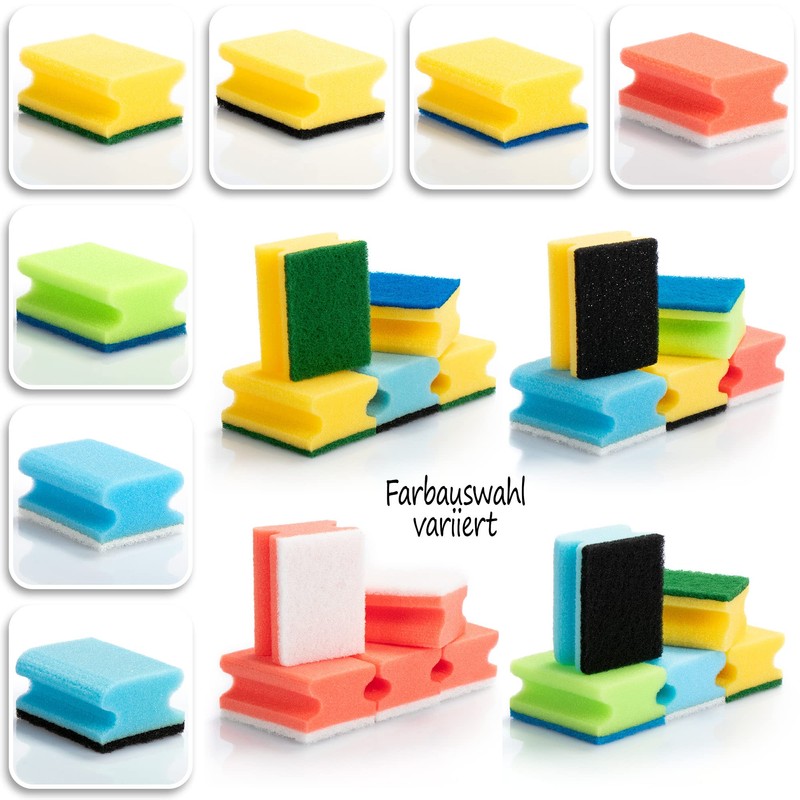 COM-FOUR® Plastic Scourer, Universal Cleaning Sponge with Recessed Grip and
