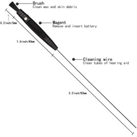 12 Packs Multifunctional Hearing Aid Cleaning Kits with Brush and Wire Cleaner for Sound Tubes, Hearing Aid Cleaning Brush with Magnet for Universal Cleaning
