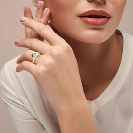 SAVEARTH DIAMONDS Bezel MiligraSet Solitaire Style, 1.00 Carat (ctw) Lab Created Moissanite Engagement Promise Ring 14k Yellow Gold Over Sterling Silver | VVS1 Quality Ring Size-6.5