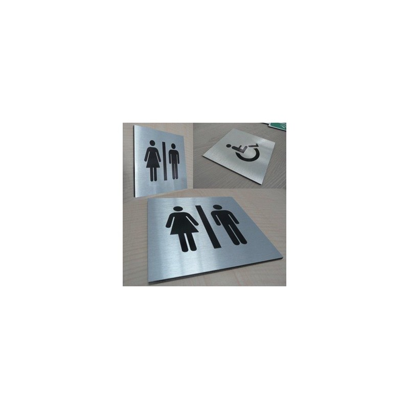AUA SIGNALETIQUE - Plaque Alu Brossé Handicapé - 130x130 mm