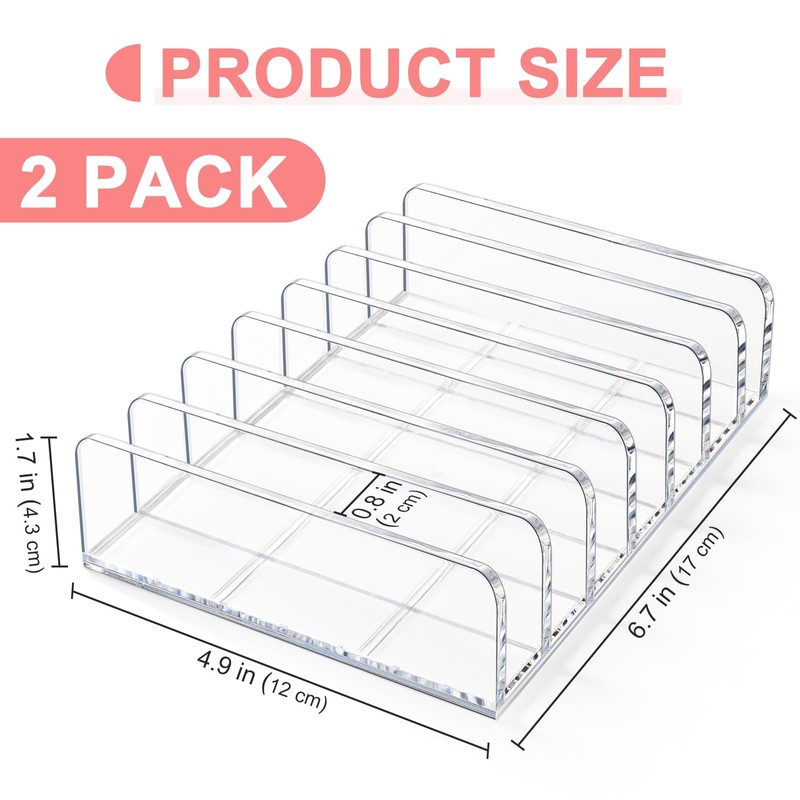 2 Packs Acrylic Mail Organizer 7 Slots Cash Tray for